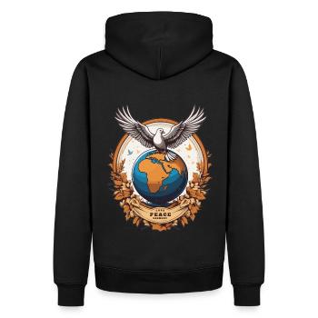 Weltfrieden auf der Erde - Männer Premium Bio Hoodie - Schwarz - Hinten - Nico (187cm)