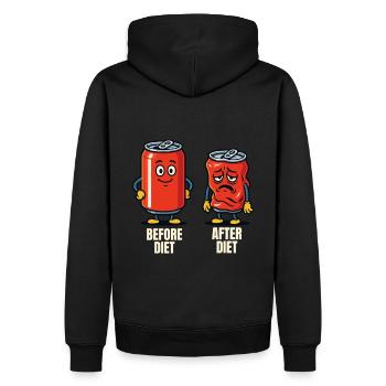 Vorher Nachher Diät – Lustige Dosen Cartoon - Männer Premium Bio Hoodie - Schwarz - Hinten - Nico (187cm)