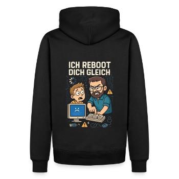 Ich reboot dich gleich - Männer Premium Bio Hoodie - Schwarz - Hinten - Nico (187cm)