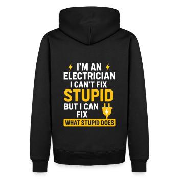 Electrician with a sense of humour and a sense of reality - Men’s Premium Organic Hoodie - black - Back - Nico (187cm)