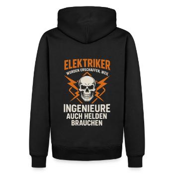 Elektriker – Helden der Ingenieure - Männer Premium Bio Hoodie - Schwarz - Hinten - Nico (187cm)