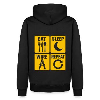 Eat Sleep Wire Repeat - La vie d’un électricien - Sweat à capuche Premium bio Homme - noir - Dos - Nico (187cm)