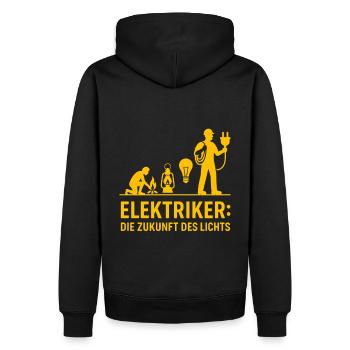 Die Evolution des Elektrikers - Männer Premium Bio Hoodie - Schwarz - Hinten - Nico (187cm)