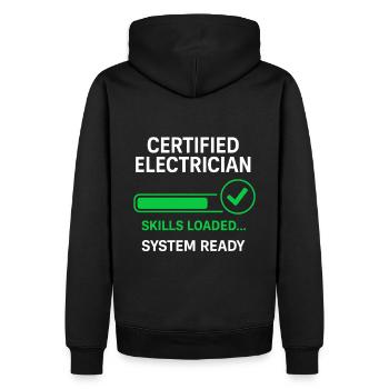Électricien certifié prêt à l’action - Sweat à capuche Premium bio Homme - noir - Dos - Nico (187cm)
