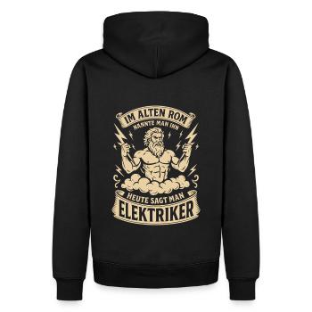 Elektriker als Zeus des Alltags - Männer Premium Bio Hoodie - Schwarz - Hinten - Nico (187cm)