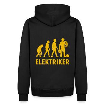 Evolution bis zum Elektriker - Männer Premium Bio Hoodie - Schwarz - Hinten - Nico (187cm)