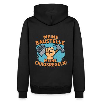 Meine Baustelle – Meine Chaosregeln - Männer Premium Bio Hoodie - Schwarz - Hinten - Nico (187cm)
