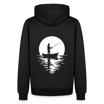 Pêcheur de nuit avec pleine lune - Sweat à capuche Premium bio Homme - noir - Dos - Nico (187cm)