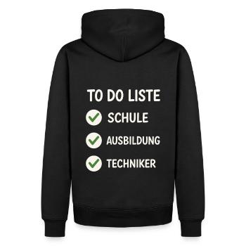 To-Do Liste: Ausbildung geschafft - Männer Premium Bio Hoodie - Schwarz - Hinten - Nico (187cm)