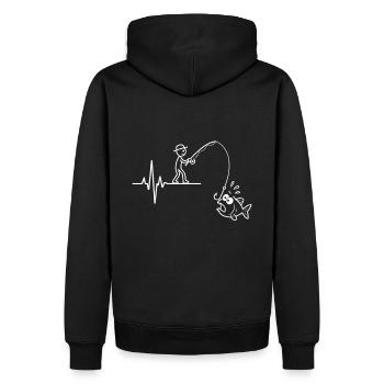 Pêcheur drôle avec battement de cœur - Sweat à capuche Premium bio Homme - noir - Dos - Nico (187cm)