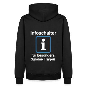Infoschalter für dumme Fragen - Männer Premium Bio Hoodie - Schwarz - Hinten - Nico (187cm)