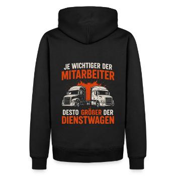 Großer LKW – großer Einfluss - Männer Premium Bio Hoodie - Schwarz - Hinten - Nico (187cm)