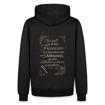 Friseurin mit Macht - Männer Premium Bio Hoodie - Schwarz - Hinten - Nico (187cm)