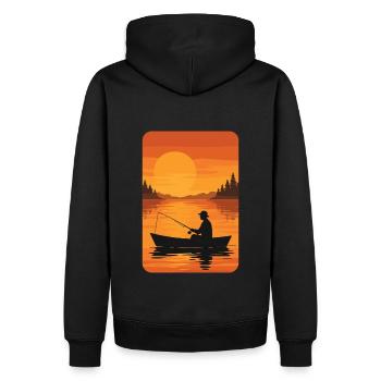 Angeln bei Sonnenuntergang - Männer Premium Bio Hoodie - Schwarz - Hinten - Nico (187cm)