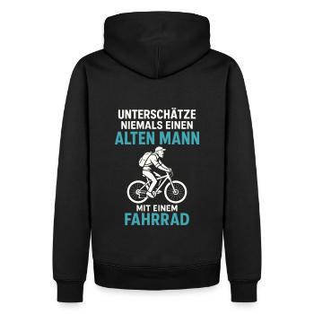 Unterschätze nie einen alten Mann auf Rädern - Männer Premium Bio Hoodie - Schwarz - Hinten - Nico (187cm)