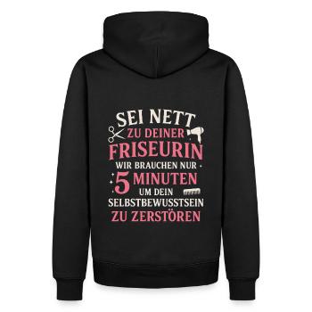 Friseurin zerstört dein Ego - Männer Premium Bio Hoodie - Schwarz - Hinten - Nico (187cm)