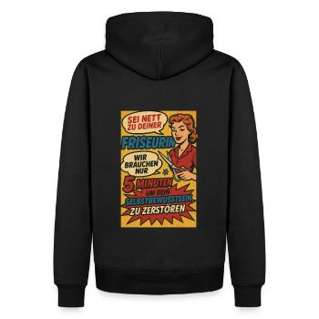 Retro Friseurin mit Attitüde - Männer Premium Bio Hoodie - Schwarz - Hinten - Nico (187cm)