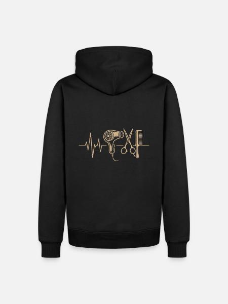 Friseur Herzschlag Design - Männer Premium Bio Hoodie - Schwarz