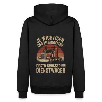 Wichtiger Mitarbeiter fährt dicke Karre - Männer Premium Bio Hoodie - Schwarz - Hinten - Nico (187cm)