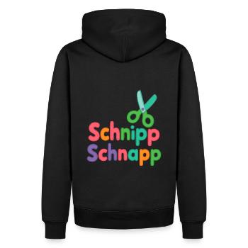 Schnipp Schnapp bunt und verspielt - Männer Premium Bio Hoodie - Schwarz - Hinten - Nico (187cm)