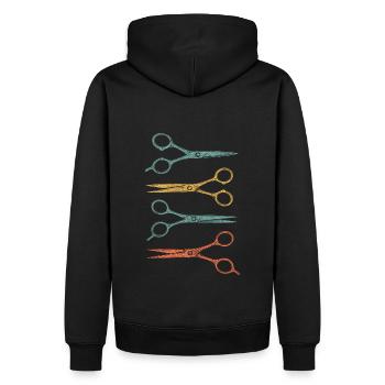 Ciseaux de coiffure colorés - Sweat à capuche Premium bio Homme - noir - Dos - Nico (187cm)