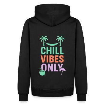 Enjoy chill vibes under palm trees - Men’s Premium Organic Hoodie - black - Back - Nico (187cm)