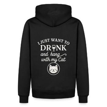 Vin et amour des chats combinés - Sweat à capuche Premium bio Homme - noir - Dos - Nico (187cm)
