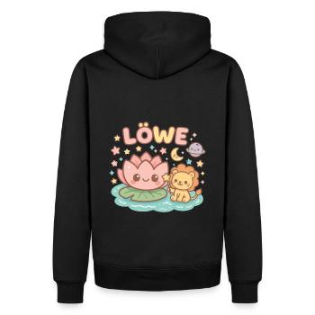 Sternzeichen Löwe im Kawaii Stil - Männer Premium Bio Hoodie - Schwarz - Hinten - Nico (187cm)