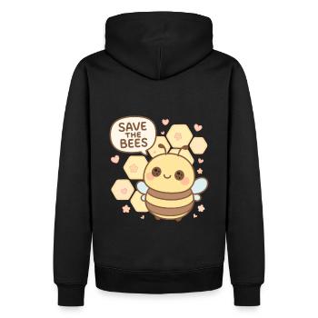 Save the Bees – Süße Biene mit Botschaft - Männer Premium Bio Hoodie - Schwarz - Hinten - Nico (187cm)