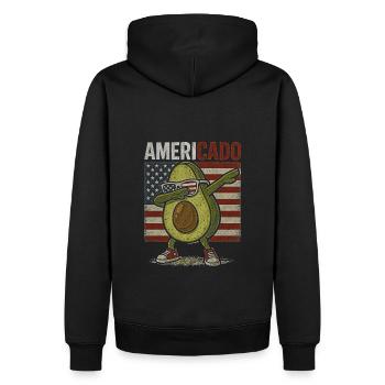 Avocado im USA-Stil mit Sonnenbrille - Männer Premium Bio Hoodie - Schwarz - Hinten - Nico (187cm)