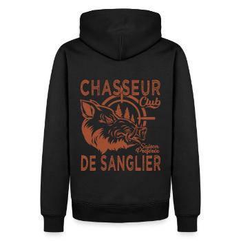 Chassé chasseur de sanglier cadeau cool chasse - Sweat à capuche Premium bio Homme - noir - Dos - Nico (187cm)