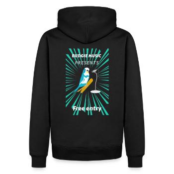 Vogel, Wellensittich gibt ein Konzert - Männer Premium Bio Hoodie - Schwarz - Hinten - Nico (187cm)