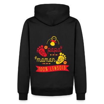 Naissance grossesse supporter foot Lens - Sweat à capuche Premium bio Homme - noir - Dos - Nico (187cm)