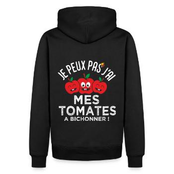 jardin jardinier je peux pas j ai tomates cadeau - Sweat à capuche Premium bio Homme - noir - Dos - Nico (187cm)