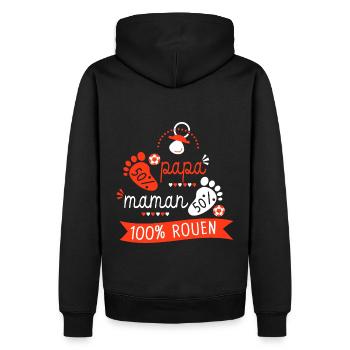Rouen foot bébé supporter club football Rouen - Sweat à capuche Premium bio Homme - noir - Dos - Nico (187cm)