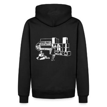 soundsystem free party 23 - Männer Premium Bio Hoodie - Schwarz - Hinten - Nico (187cm)