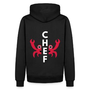 Chef (geteilte Krabbe) - Männer Premium Bio Hoodie - Schwarz - Hinten - Nico (187cm)