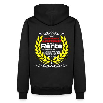 Achtung Rentner Pension Rente Privatier Geschenk - Männer Premium Bio Hoodie - Schwarz - Hinten - Nico (187cm)