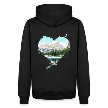 Coeur montagnes randonnée amour hobby loisir sport - Sweat à capuche Premium bio Homme - noir - Dos - Nico (187cm)