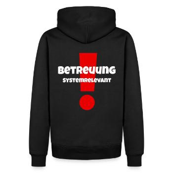 Betreuung systemrelevant Geschenkidee Pflege - Männer Premium Bio Hoodie - Schwarz - Hinten - Nico (187cm)