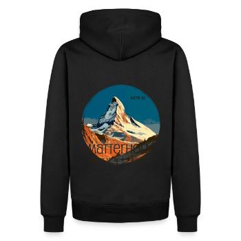 Matterhorn Zermatt Andenken Wandern Koordinaten - Männer Premium Bio Hoodie - Schwarz - Hinten - Nico (187cm)