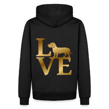 Teckel d’amour - Sweat à capuche Premium bio Homme - noir - Dos - Nico (187cm)