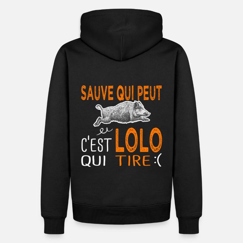c'est Lolo qui tire Humour Laurent Chasse - Sweat à capuche Premium bio Homme - noir