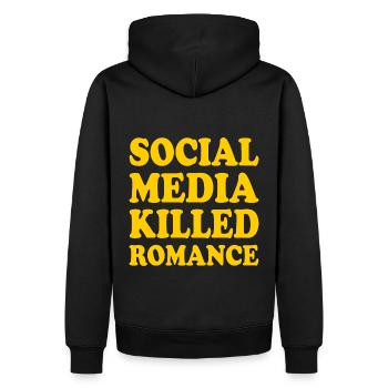 social media killed romance - Männer Premium Bio Hoodie - Schwarz - Hinten - Nico (187cm)