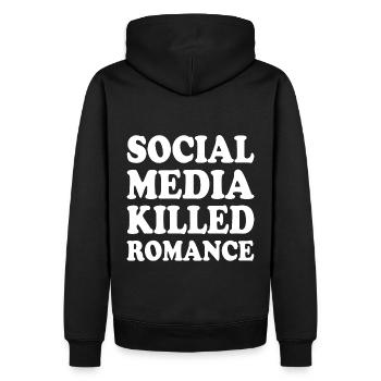social media killed romance - Männer Premium Bio Hoodie - Schwarz - Hinten - Nico (187cm)