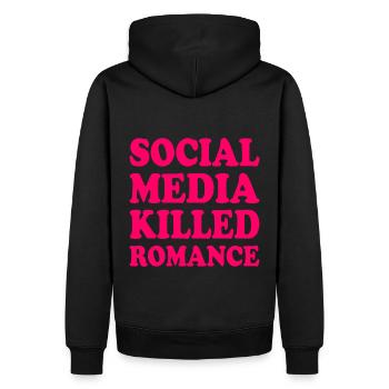 social media killed romance - Männer Premium Bio Hoodie - Schwarz - Hinten - Nico (187cm)
