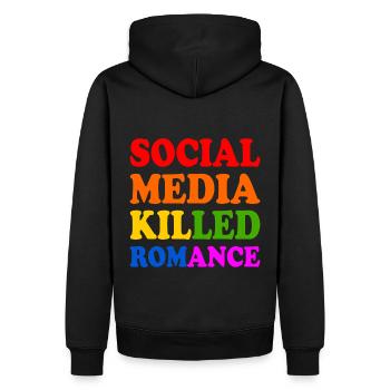 Les médias sociaux ont tué la romance - Sweat à capuche Premium bio Homme - noir - Dos - Nico (187cm)