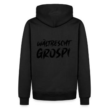 Wältbescht Grospi Opi Schweiz Opa Schweizerdeutsch - Männer Premium Bio Hoodie - Schwarz - Hinten - Nico (187cm)