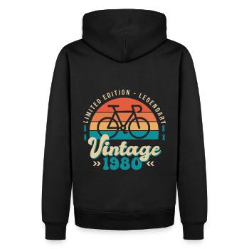 1980 Anniversaire velo cycliste Né en 1980 - Sweat à capuche Premium bio Homme - noir - Dos - Nico (187cm)
