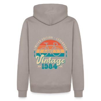 1984 Anniversary Bicycle Cyclist Born in 1984 - Men’s Premium Organic Hoodie - taupe - Back - Nico (187cm)